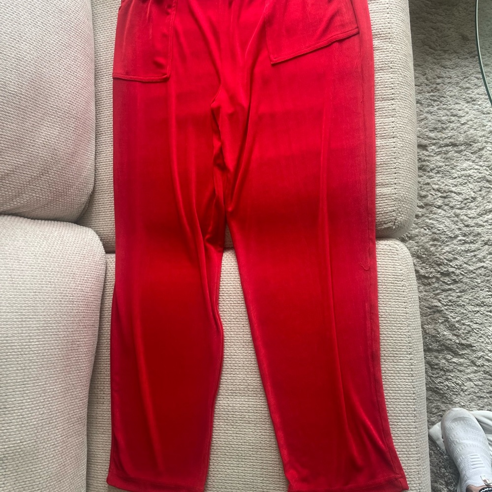 Slinky Brand Vibrant Red Relaxed Fit Stretch Pants Sz L
